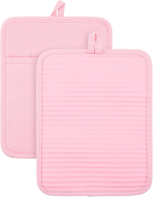 1 Pcs Pot Holders, Heat Resistant Trivets, Non-Slip Hot Pads for Countertops, Oven Pot Holders for Kitchen, Baking and BBQ 9.1 * 7.1in Pink