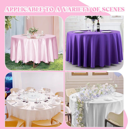 Pink 90 Inch Round Satin Tablecloth, Wrinkle-Free Party Cover