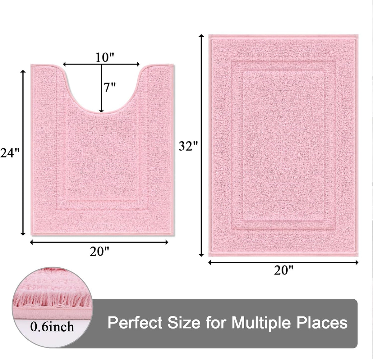 Soft Microfiber Bathroom Rugs Set 2 Pieces with Toilet Rug