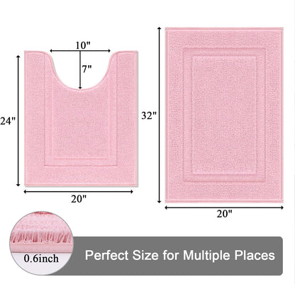Soft Microfiber Bathroom Rugs Set 2 Pieces with Toilet Rug