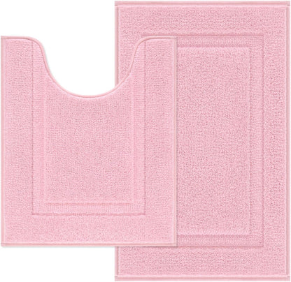 Soft Microfiber Bathroom Rugs Set 2 Pieces with Toilet Rug