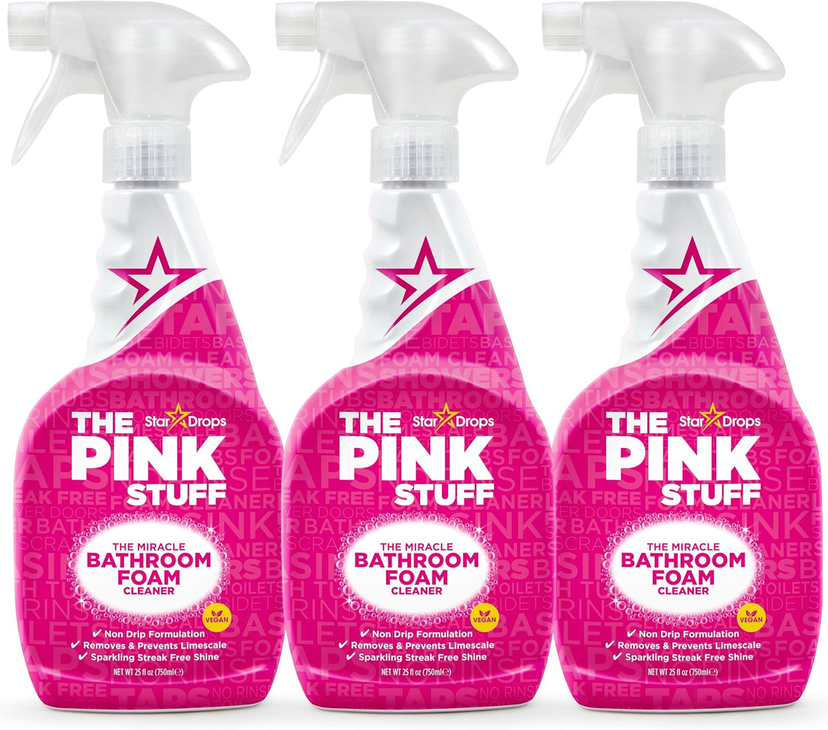 Stardrops Miracle Bathroom Foam Cleaner, 25 Fl Oz 3Pk