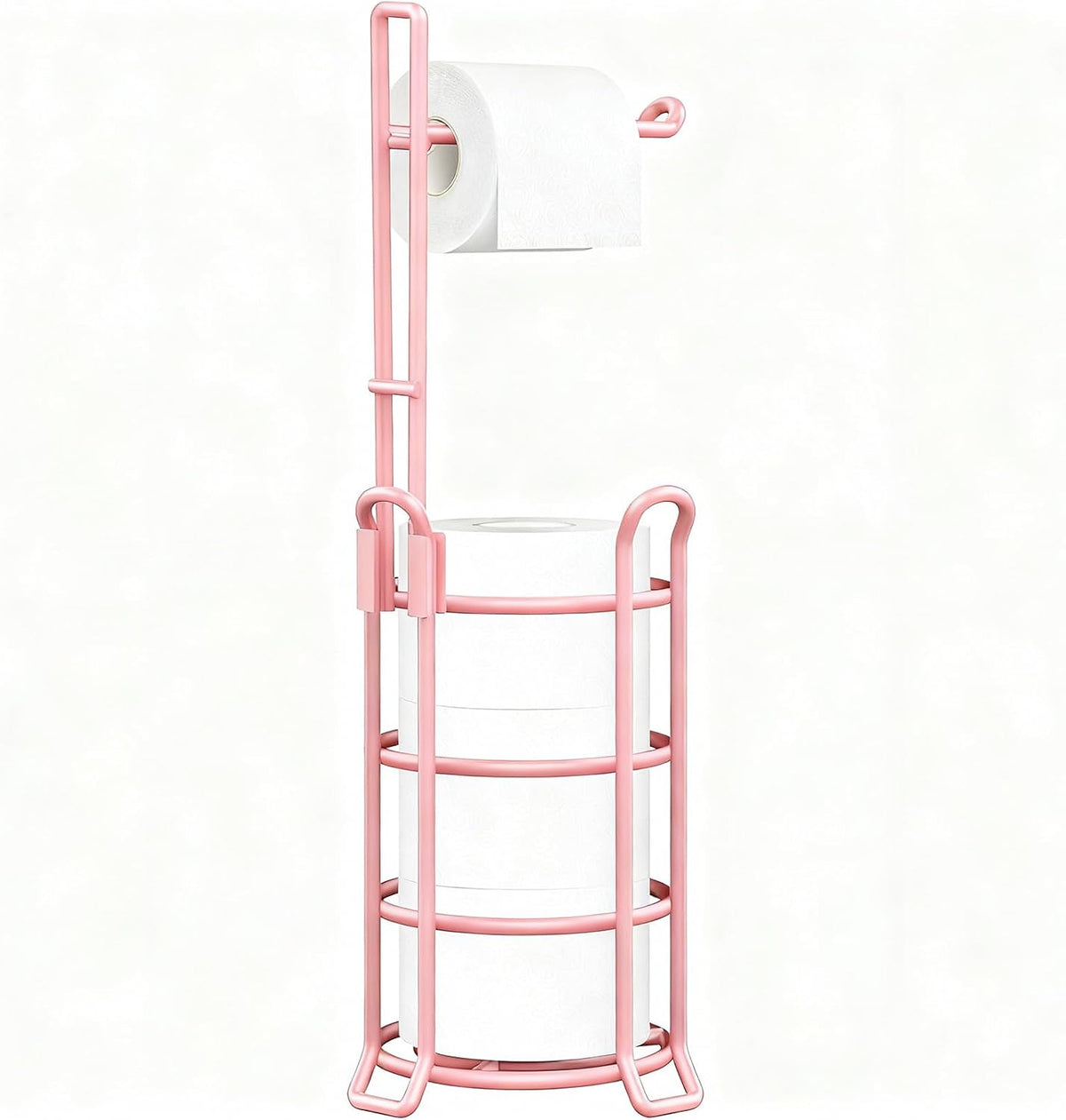 Toilet Paper Holder Stand Free Standing, Holds 4 Mega Rolls, Pink