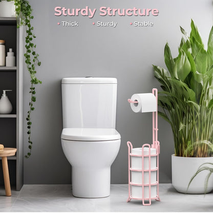 Toilet Paper Holder Stand Free Standing, Holds 4 Mega Rolls, Pink