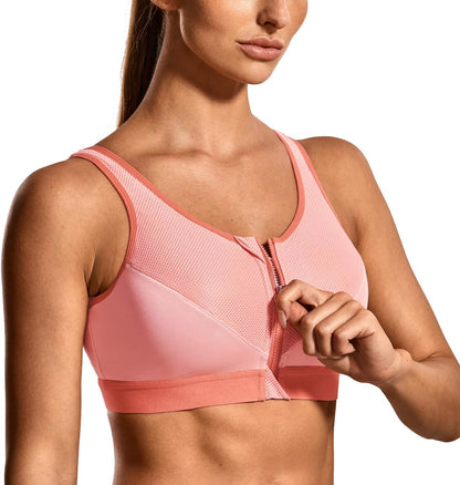 Women's Zip Front Unlined Bra Wireless Racerback