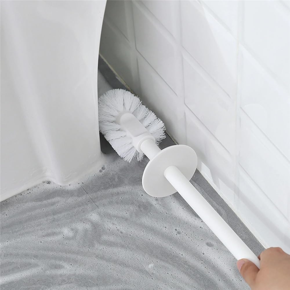 Floor Standing Toilet Brush with Holder - Durable Plastic Toilet Bowl Cleaner for Bathroom Accessories - White Wc Brush Set Pink