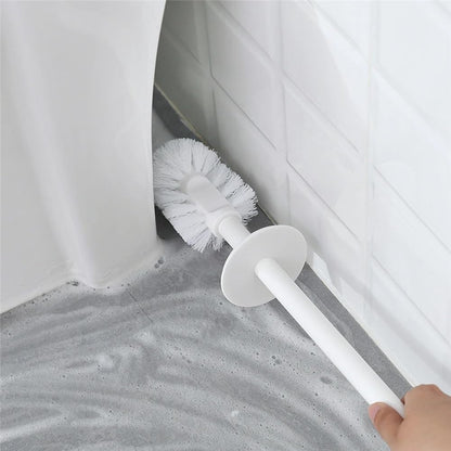 Floor Standing Toilet Brush with Holder - Durable Plastic Toilet Bowl Cleaner for Bathroom Accessories - White Wc Brush Set Pink
