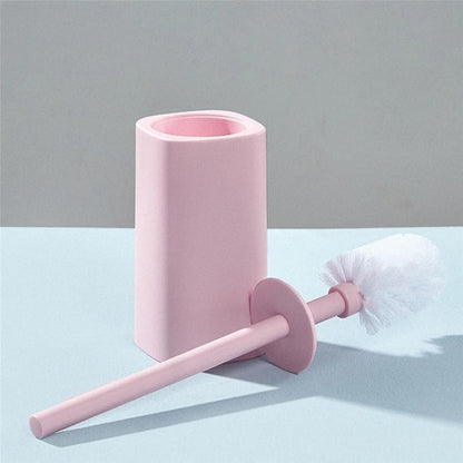 Floor Standing Toilet Brush with Holder - Durable Plastic Toilet Bowl Cleaner for Bathroom Accessories - White Wc Brush Set Pink