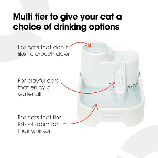 Cat Mate Multi-Level Pet Water Fountain (335) - BPA and BHT Free 3-Stage Filter, for Cats & Small Dogs, Quiet and Hygienic Drinking Fountain, 70 fl. Oz Capacity