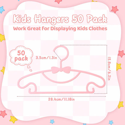 50 Pack Pink Baby Hangers Plastic Baby Nursery Closet Hangers