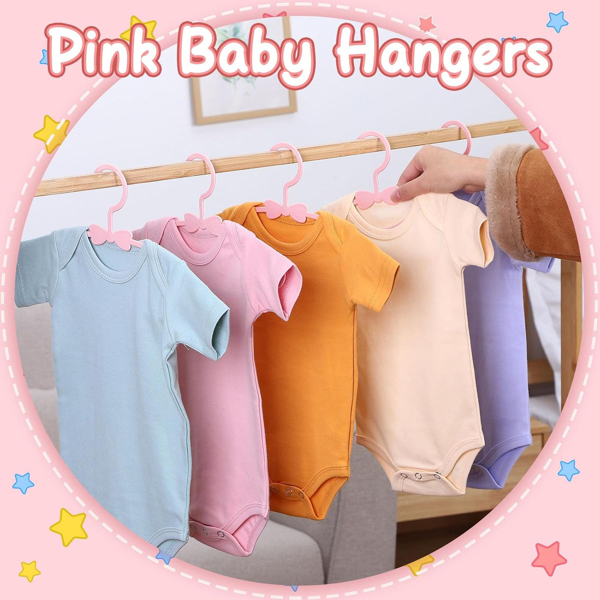 50 Pack Pink Baby Hangers Plastic Baby Nursery Closet Hangers