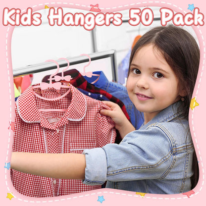 50 Pack Pink Baby Hangers Plastic Baby Nursery Closet Hangers