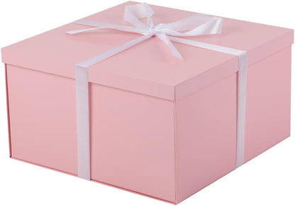 Extra Large Pink Gift Box with Lid 13x13x7 Inches, for Presents