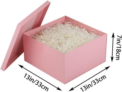 Extra Large Pink Gift Box with Lid 13x13x7 Inches, for Presents