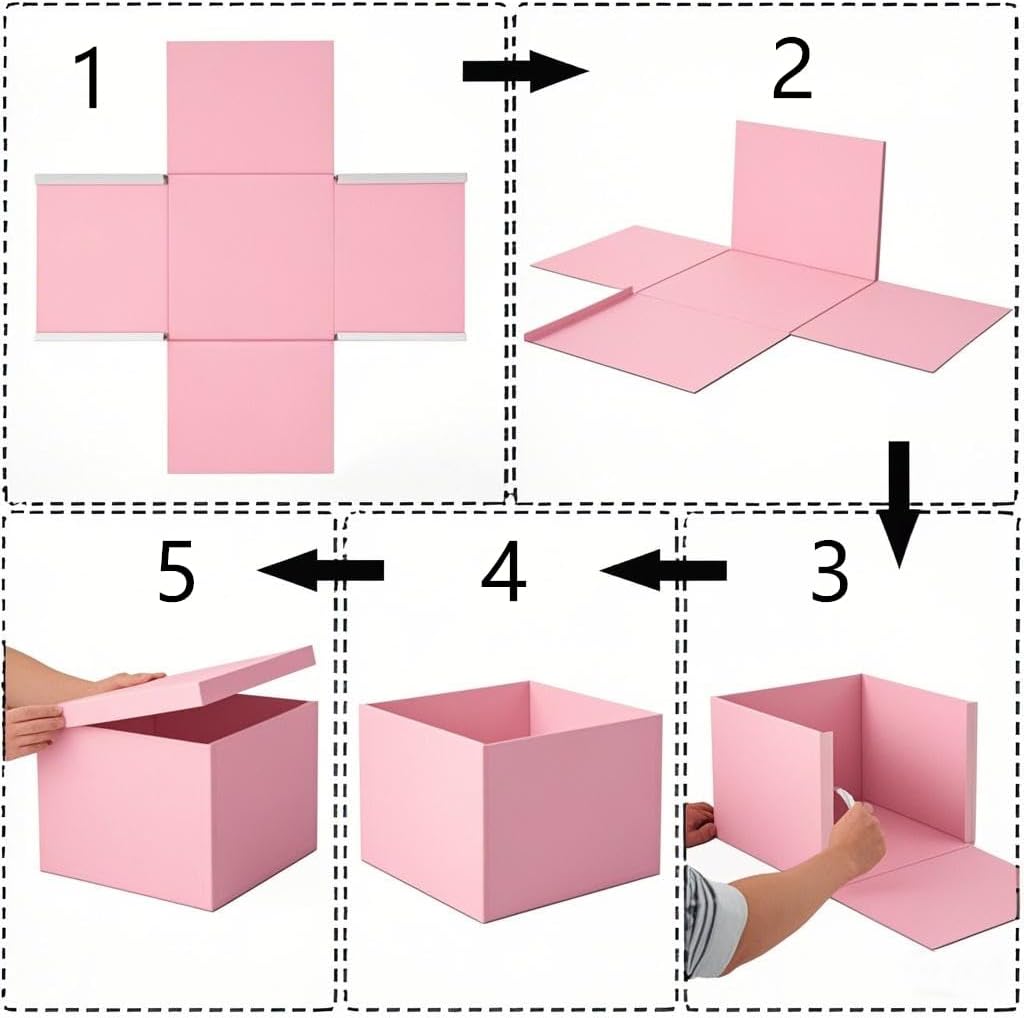 Extra Large Pink Gift Box with Lid 13x13x7 Inches, for Presents