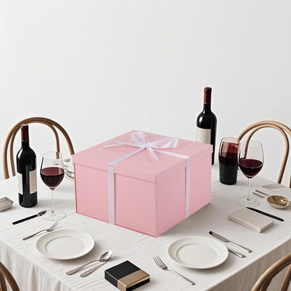 Extra Large Pink Gift Box with Lid 13x13x7 Inches, for Presents