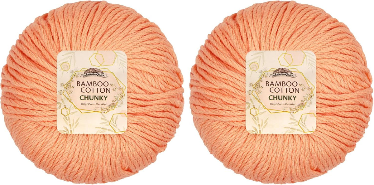 JubileeYarn Bamboo Cotton Chunky Yarn - Peach Cobbler - 2 Balls