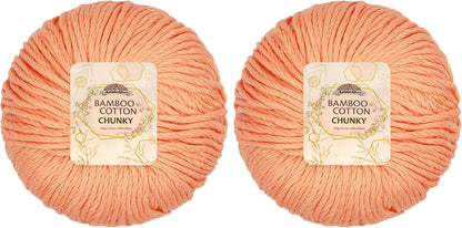 JubileeYarn Bamboo Cotton Chunky Yarn - Peach Cobbler - 2 Balls