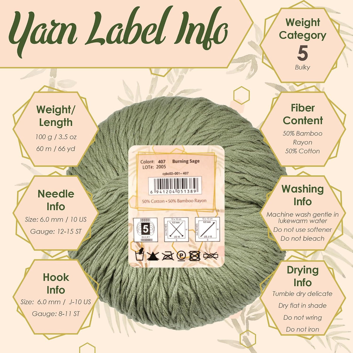 JubileeYarn Bamboo Cotton Chunky Yarn - Peach Cobbler - 2 Balls