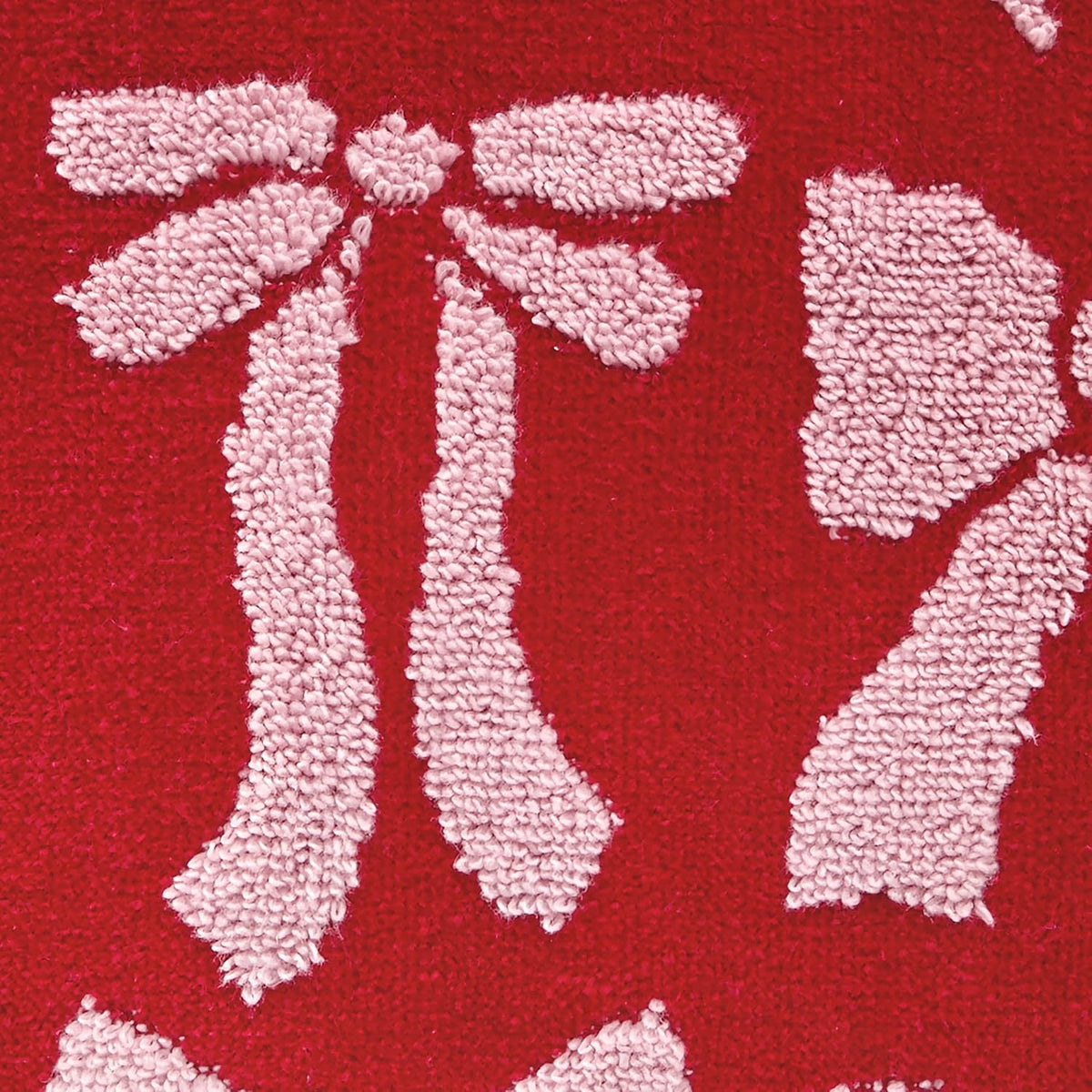 SKL Home Christmas Bow Bath Towel, 100% Cotton Jacquard, Red/Pink