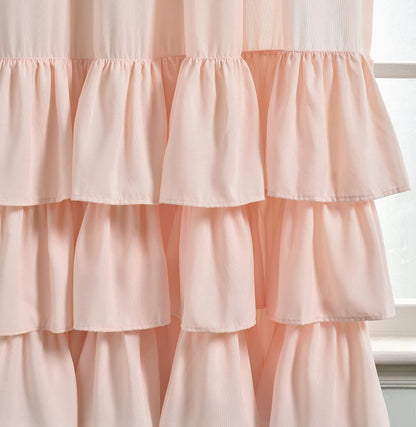Allison Ruffle Curtains Window Panel Set for Living, Dining Room, Bedroom (Pair), 84 in L, Pink/Blush