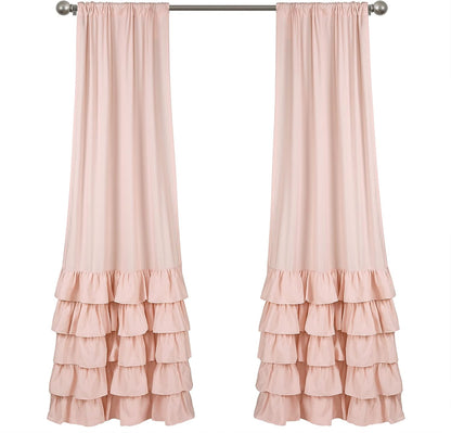 Allison Ruffle Curtains Window Panel Set for Living, Dining Room, Bedroom (Pair), 84 in L, Pink/Blush