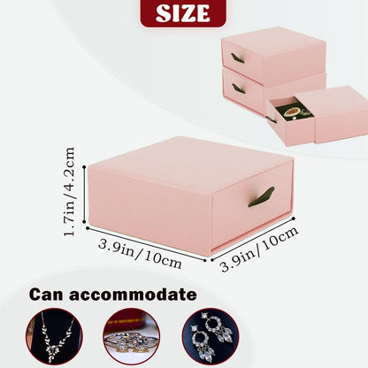 Jewelry Gift Box Velvet-Lined,12 Pack Compact Drawer Style for Earrings & Rings, Necklace & Bracelet Organizer, 3.93x3.93x1.65 Inches, Stackable Elegant Jewelry Display & Storage Box (Pink)