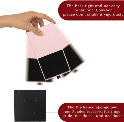 Jewelry Gift Box Velvet-Lined,12 Pack Compact Drawer Style for Earrings & Rings, Necklace & Bracelet Organizer, 3.93x3.93x1.65 Inches, Stackable Elegant Jewelry Display & Storage Box (Pink)