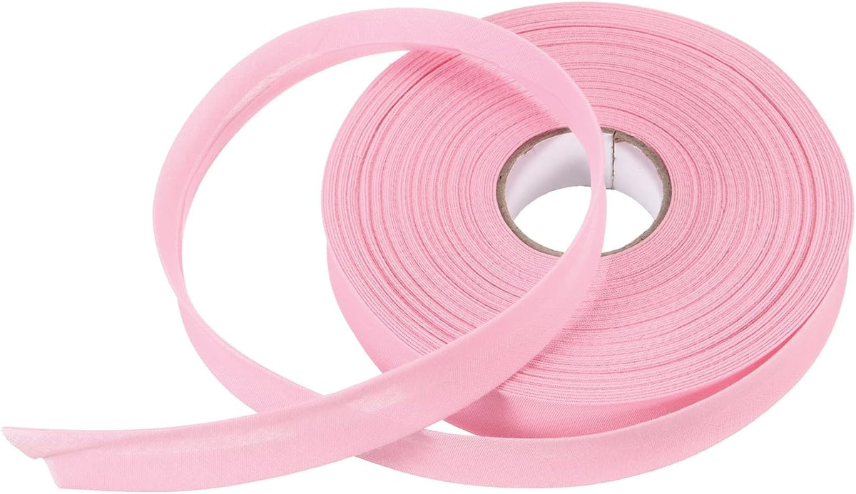 3/4 Inch Single Fold Bias Tape Polyester Continuous Bulk Bias Tape for Sewing, Seaming Quilting Hemming Binding Crafts (Pink 25 Yards)