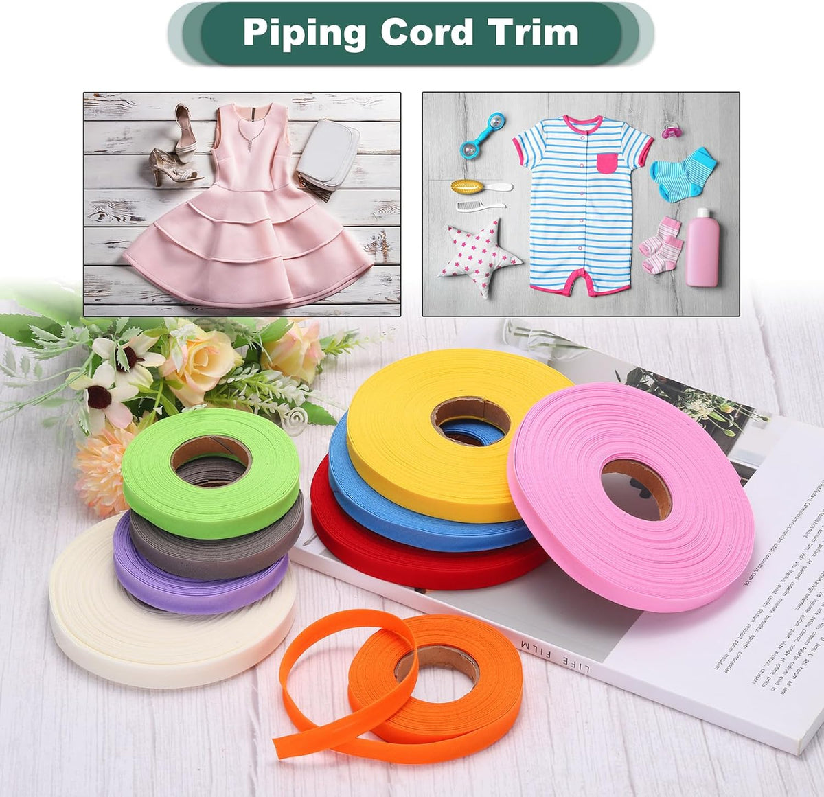 3/4 Inch Single Fold Bias Tape Polyester Continuous Bulk Bias Tape for Sewing, Seaming Quilting Hemming Binding Crafts (Pink 25 Yards)