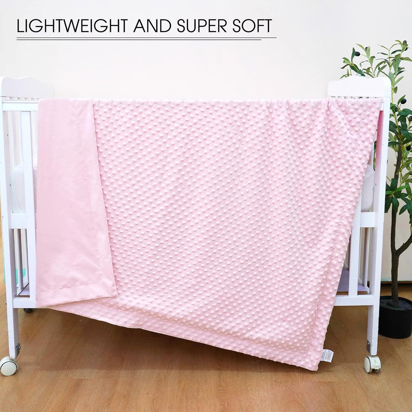 Micro Fleece Minky Baby Blanket for Girls with Double Layer and Soothing Raised Dots, Breathable and Soft Lightweight Receiving Blanket for Newborns 30x40 Inches, Pink