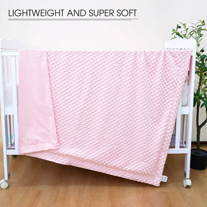 Micro Fleece Minky Baby Blanket for Girls with Double Layer and Soothing Raised Dots, Breathable and Soft Lightweight Receiving Blanket for Newborns 30x40 Inches, Pink