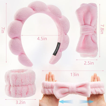Headbands for Women - Spa Headband and Wristband Set - Headband for Washing Face,Facial Mask,Makeup and Skin Care,Gifts for Women and Teen Girl Gifts Trendy Stuff