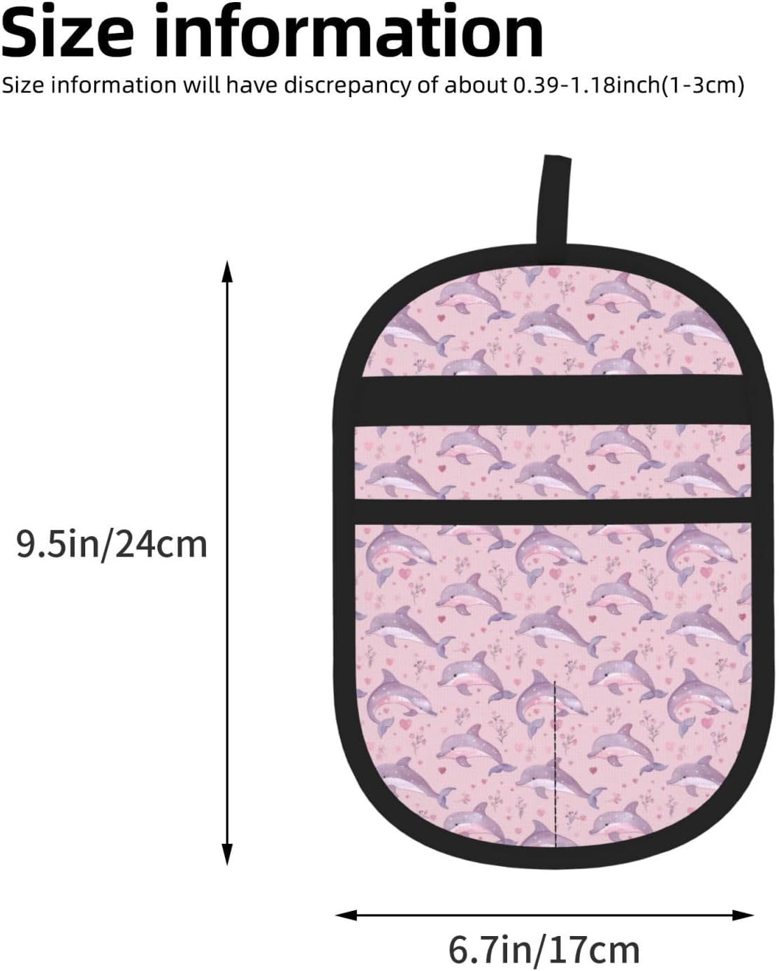 Pink Floral Hearts Dolphin Pet Hair Removal Glove Dogs Hair Remover Glove Cats Fur Removal Tool with Hanging Loop for Couch 6.7X9.5 in