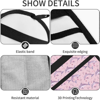 Pink Floral Hearts Dolphin Pet Hair Removal Glove Dogs Hair Remover Glove Cats Fur Removal Tool with Hanging Loop for Couch 6.7X9.5 in