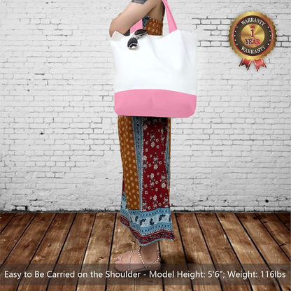 1-Pack Super Strong Large 12oz Cotton Canvas Tote Bag, Reusable Grocery Shopping Cloth Bag, Fashionable Two-Tone Tote for Crafts, DIY Your Creative Designs