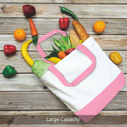 1-Pack Super Strong Large 12oz Cotton Canvas Tote Bag, Reusable Grocery Shopping Cloth Bag, Fashionable Two-Tone Tote for Crafts, DIY Your Creative Designs