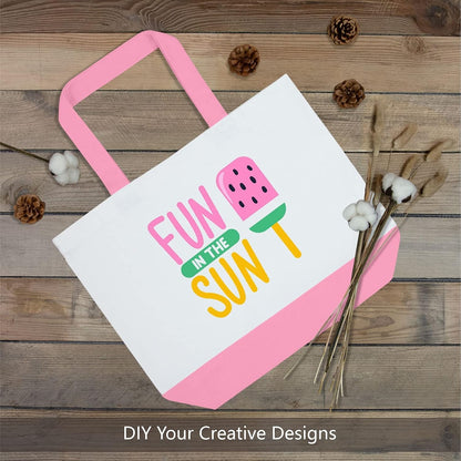 1-Pack Super Strong Large 12oz Cotton Canvas Tote Bag, Reusable Grocery Shopping Cloth Bag, Fashionable Two-Tone Tote for Crafts, DIY Your Creative Designs