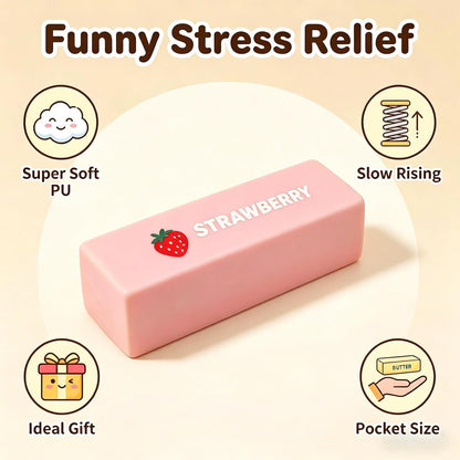 Slow Rebound Cute Butter Squeeze Stress Balls, 2026 New Squeeze Ball Realistic Butter Stick Soft Squeeze Toys, Upgrade Stress Relief Fidget Toys Wet Slow Rebound Stress Relief Toy (1, Pink)