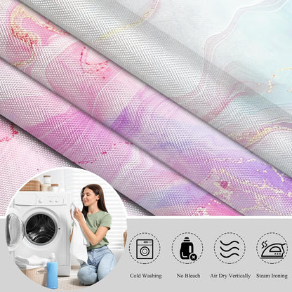 Pink Blue Marble Abstract Shower Curtain Modern Ombre Printed Bath Curtain Waterproof Washable Fabric Bathroom Bathtub Decor Shower Curtain Set with Hooks 48x72 Inch