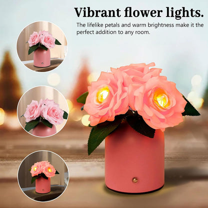 Flower Lamp Gifts for Birthday Christmas Valentines Mothers Day Gifts for Women Mom Grandma Girlfriend Friend Wife Anniversary Birthday, Bedroom Bar Coffee Shop Decor (Rose-Pink-Flower)