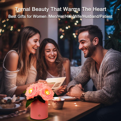 Flower Lamp Gifts for Birthday Christmas Valentines Mothers Day Gifts for Women Mom Grandma Girlfriend Friend Wife Anniversary Birthday, Bedroom Bar Coffee Shop Decor (Rose-Pink-Flower)