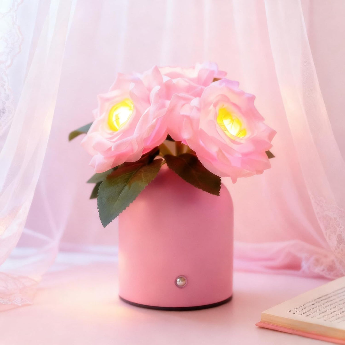 Flower Lamp Gifts for Birthday Christmas Valentines Mothers Day Gifts for Women Mom Grandma Girlfriend Friend Wife Anniversary Birthday, Bedroom Bar Coffee Shop Decor (Rose-Pink-Flower)