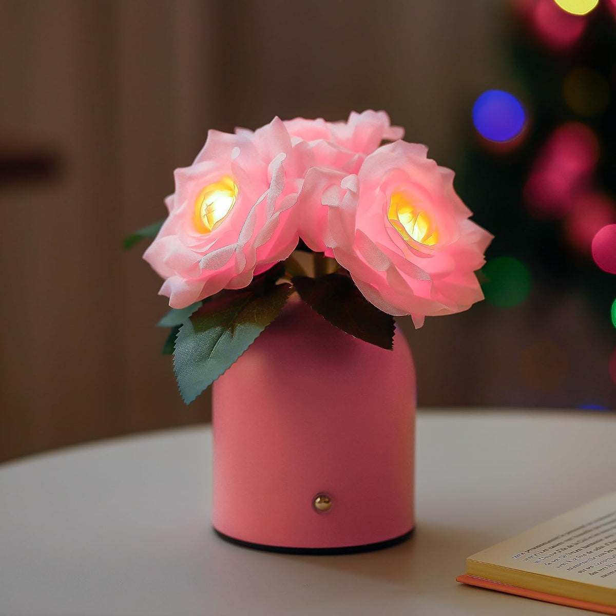 Flower Lamp Gifts for Birthday Christmas Valentines Mothers Day Gifts for Women Mom Grandma Girlfriend Friend Wife Anniversary Birthday, Bedroom Bar Coffee Shop Decor (Rose-Pink-Flower)