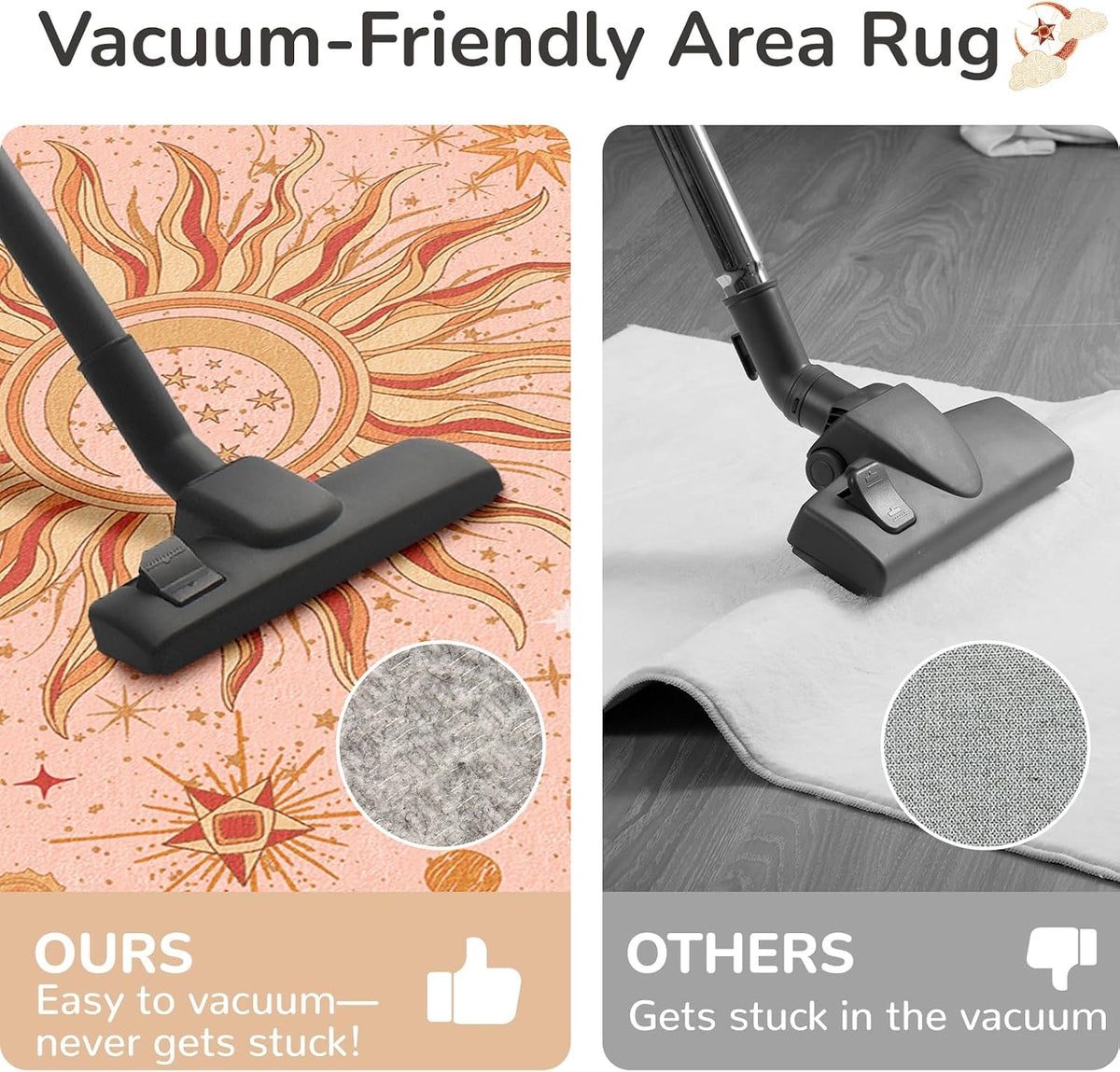Vacuum-Friendly, 5x7 Washable Area Rug, Pink Gold Beige Red