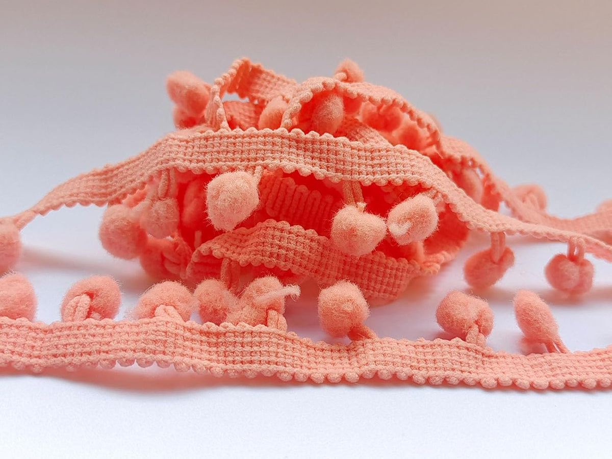 Pom Pom Trim 6 Yards 12mm Ball Fringe Trim for Sewing Accessory Decoration DIY Crafts (Peach, 12mm 181215)