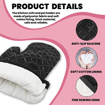 2 Pcs Funny Pink Oven Mitts Whatever Happens We're Eating It Silicone Non-Slip Heat Resistant Oven Mitts with Hanging Loop Kitchen Decor Gifts Great Birthday Gifts for Women Men Chef Baker