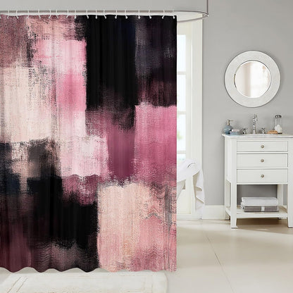 Abstract Shower Curtain for Bathroom Decor Modern Abstract Art Bath Curtain Luxury Bathroom Accessories Geometric Waterproof Polyester Fabric Pink for Stalls Bathtubs 72"x72"