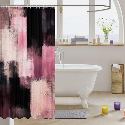 Abstract Shower Curtain for Bathroom Decor Modern Abstract Art Bath Curtain Luxury Bathroom Accessories Geometric Waterproof Polyester Fabric Pink for Stalls Bathtubs 72"x72"