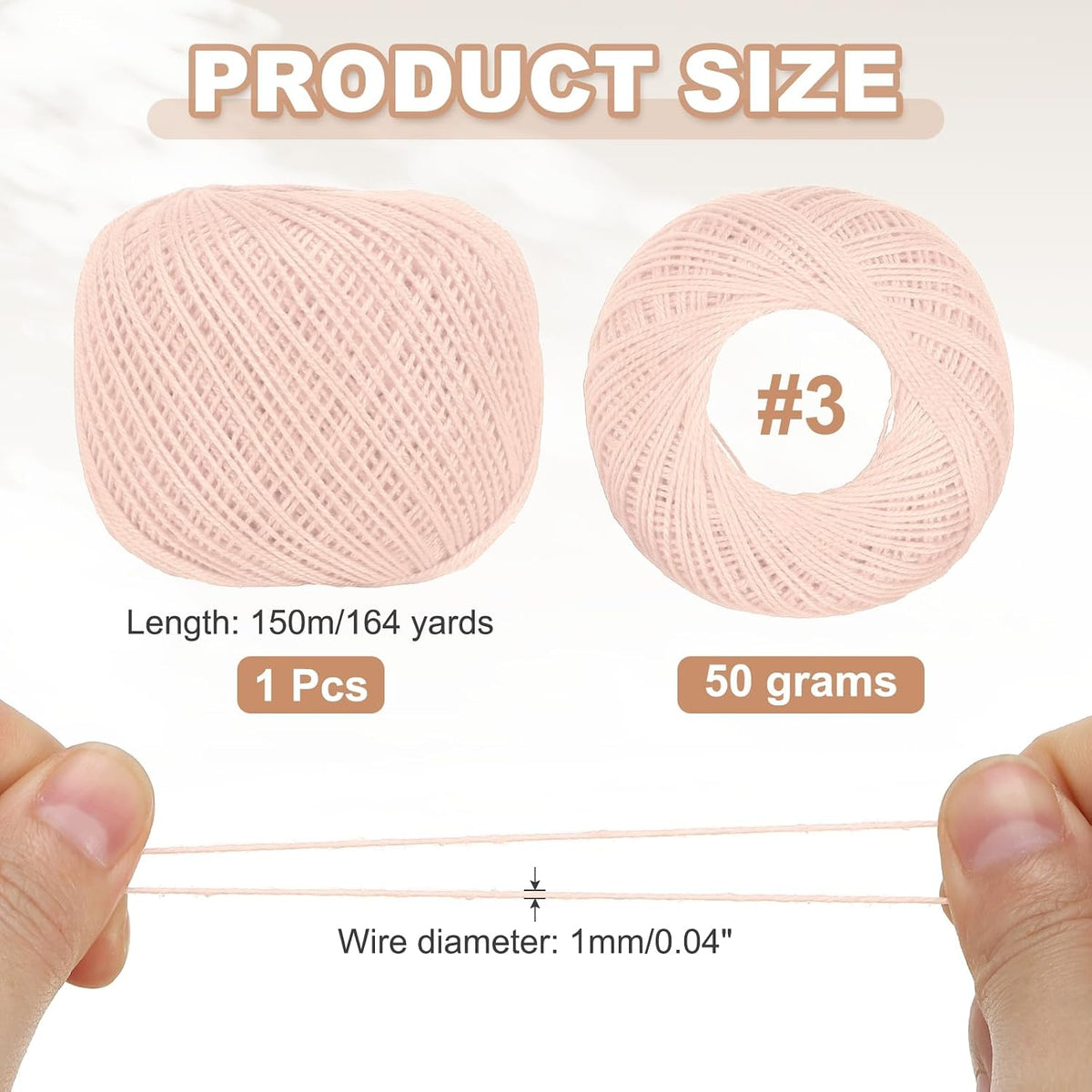 Crochet Thread Pearl Cotton Size 3 Light Pink Pearl 164 Yards for Crocheting Tatting Knitting Embroidery Sewing